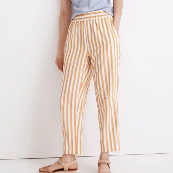 madewell Pants - Madewell Petite Tapered Huston Pull-On Crop Pants in Stripe XLP